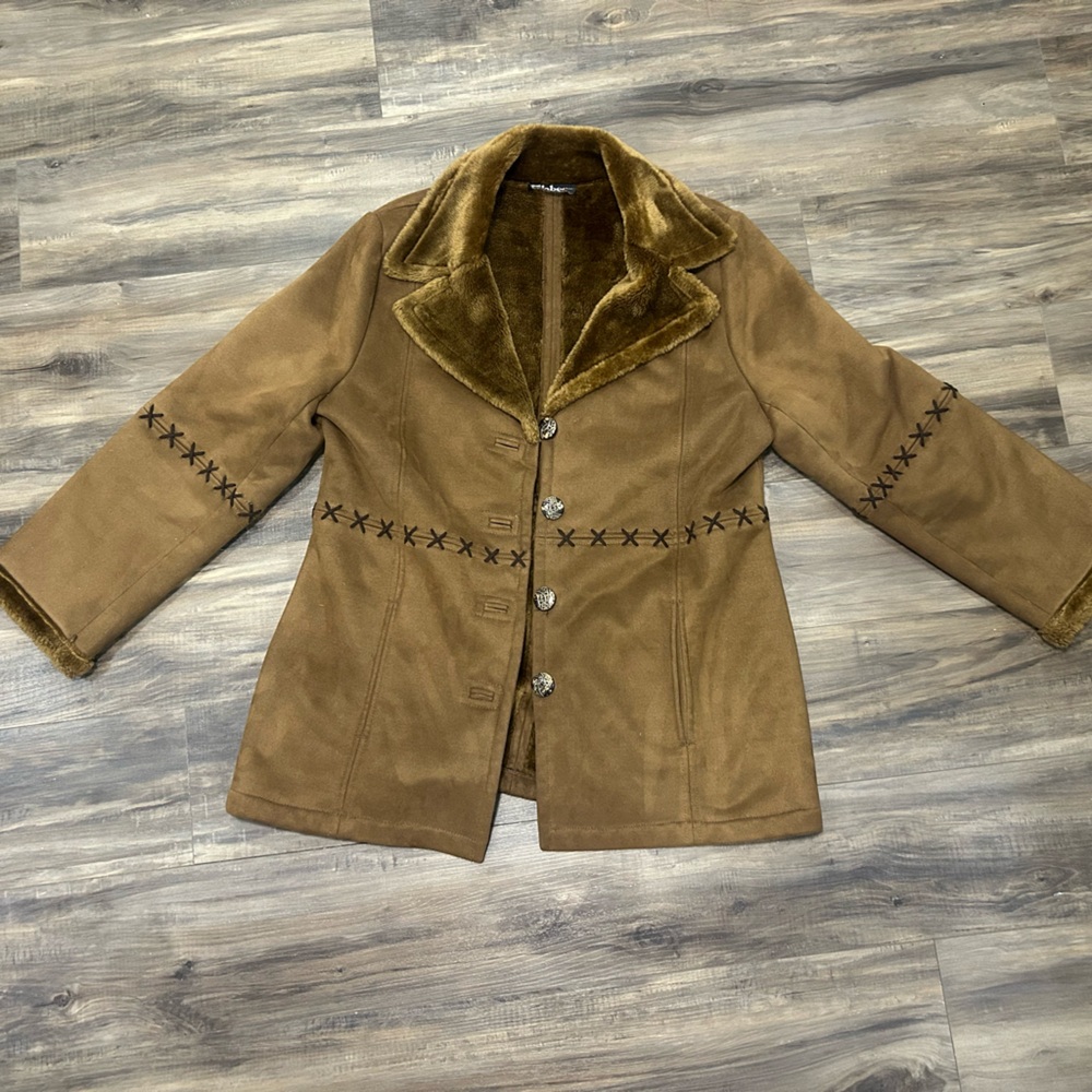 Vintage Faux Fur Lined Tan Teddy Coat